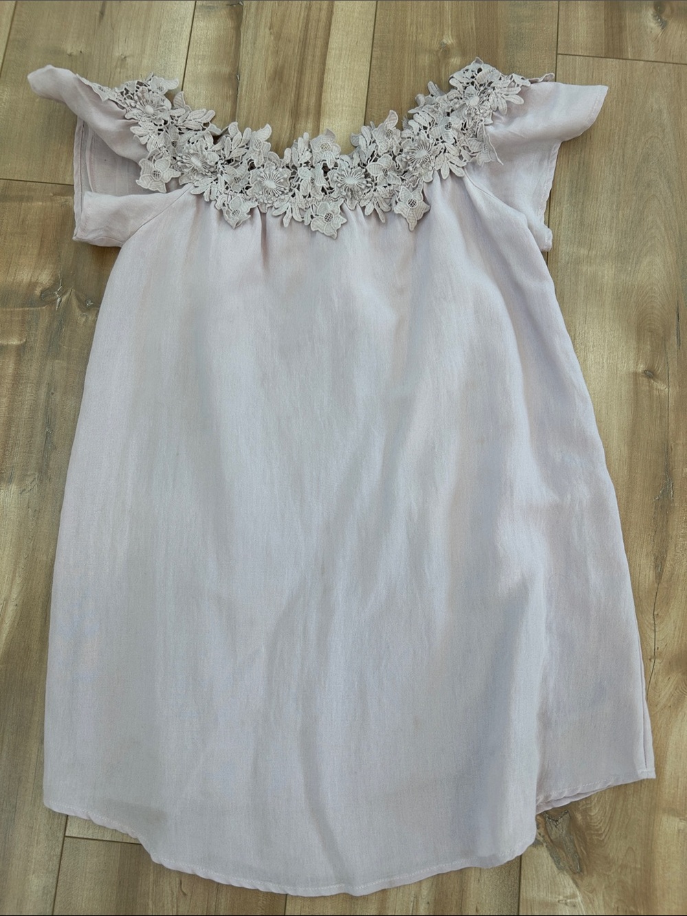 Cotton Candy Light Pink Off-Shoulder Floral Trim Mini Dress